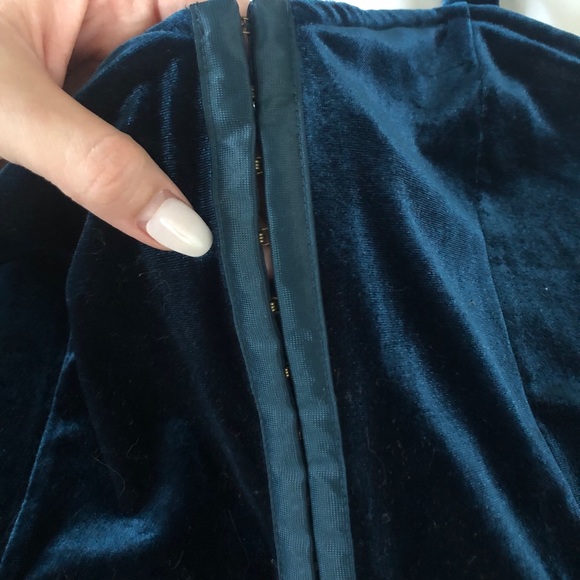 H&M Dark Teal Velvet Clasp Front Mini Dress - Picture 5 of 6
